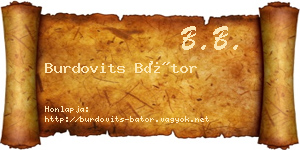Burdovits Bátor névjegykártya